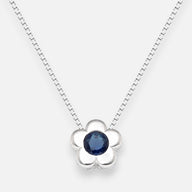 Collar Flor Circón punto de Luz Zafiro 4 mm