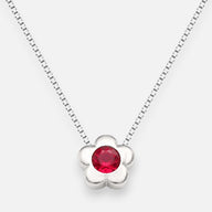 Collar Flor Circón punto de Luz Rubí 4 mm