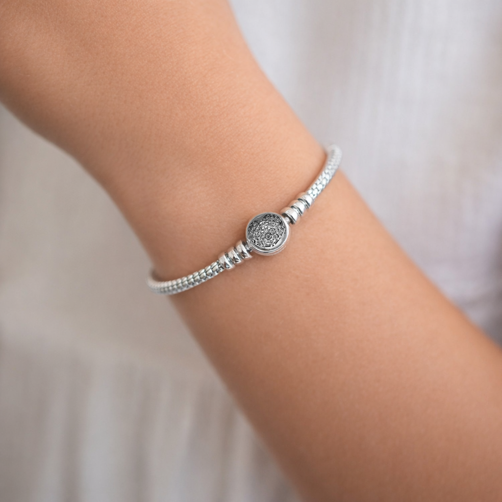 Pulsera para Charm Esfera Corazón Circones 19 cm