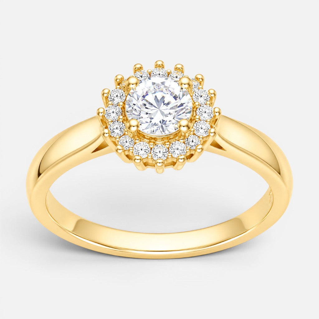 Anillo Flor Circón Solitario 15