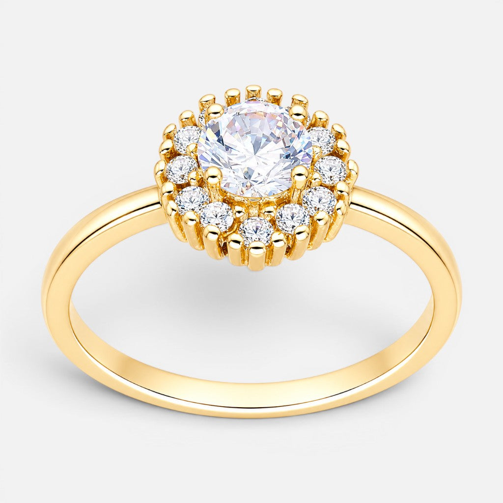 Anillo Flor Circón Solitario