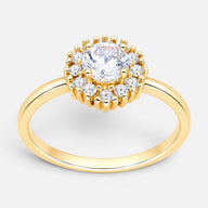 Anillo Flor Circón Solitario 16