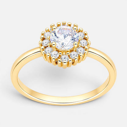 Anillo Flor Circón Solitario 16