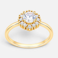 Anillo Flor Circón Solitario 14
