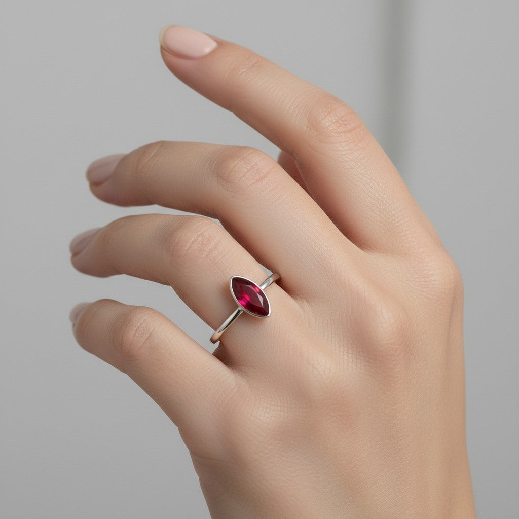 Anillo Hoja Fucsia Metalizado