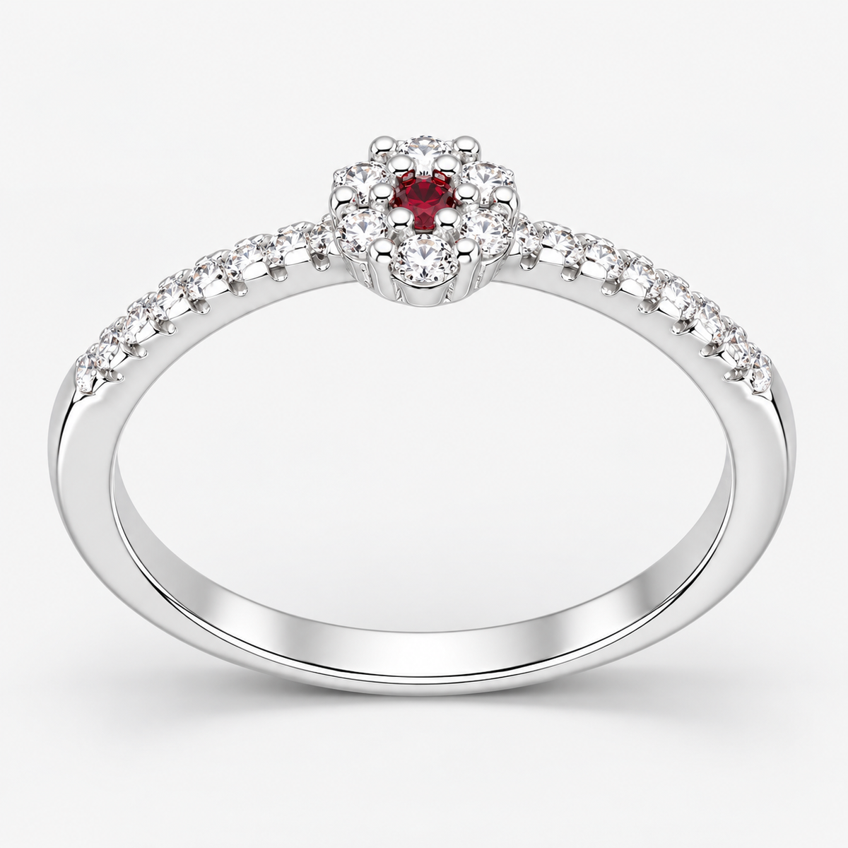 Anillo Flor Circones Granate