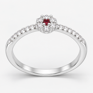 Anillo Flor Circones Granate