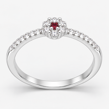 Anillo Flor Circones Granate
