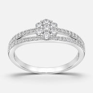 Anillo Flor Líneas Circones Pavé