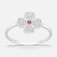 Anillo Trébol 4 Hojas Circones Rubí