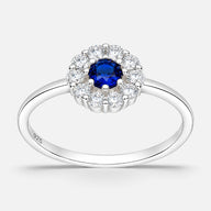 Anillo Flor Circón Zafiro