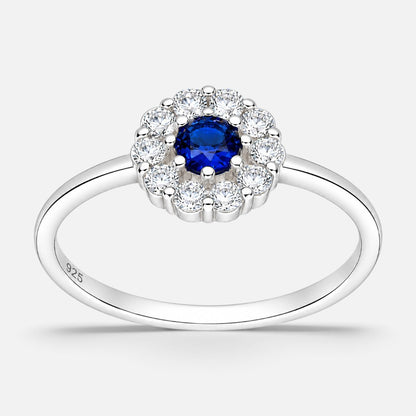 Anillo Flor Circón Zafiro
