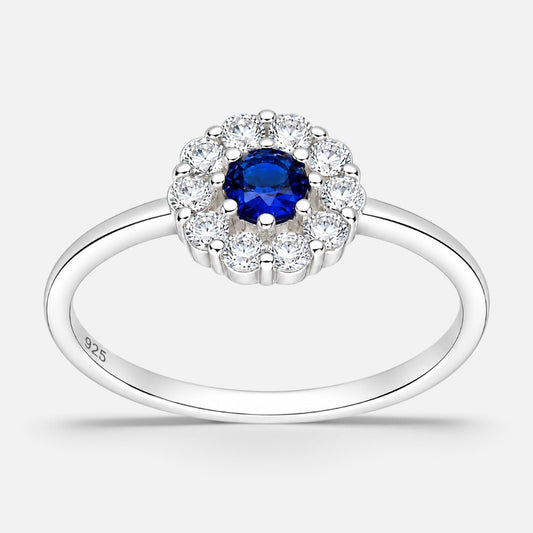 Anillo Flor Circón Zafiro