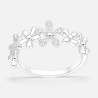 Anillo Cintillo Flores Circones