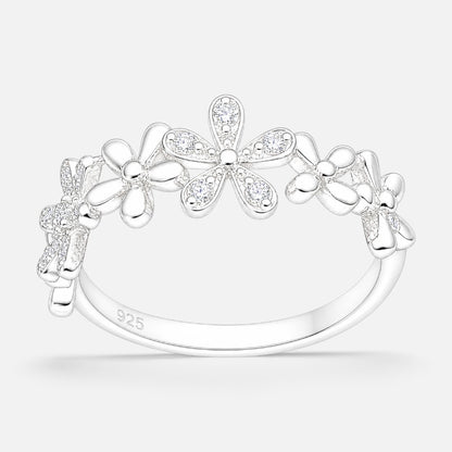 Anillo Cintillo Flores Circones