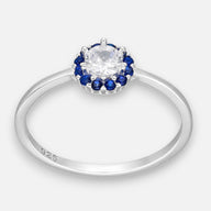 Anillo Flor Circones Zafiro