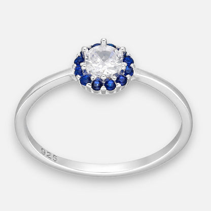 Anillo Flor Circones Zafiro
