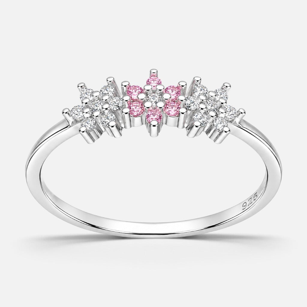 Anillo Cintillo Flores Circones Rosa Francia