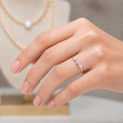 Anillo Cintillo Flores Circones Rosa Francia