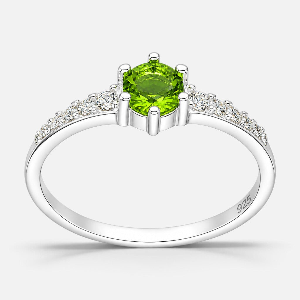 Anillo Solitario Circón Verde Manzana