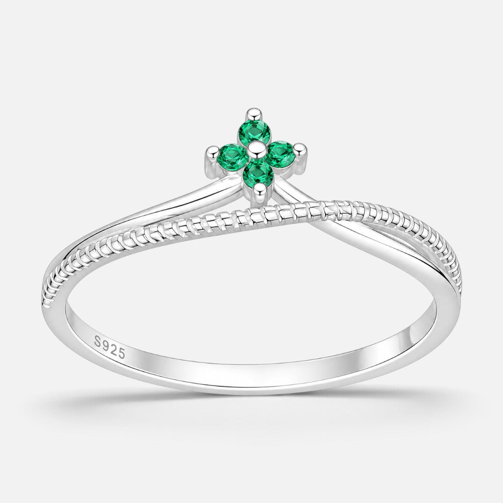 Anillo del Deseo Flor Circones Esmeralda