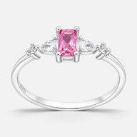 Anillo Espigas Circón Baguette Rosa Francia