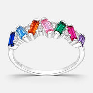 Anillo Cintillo Circones Baguette Multicolor