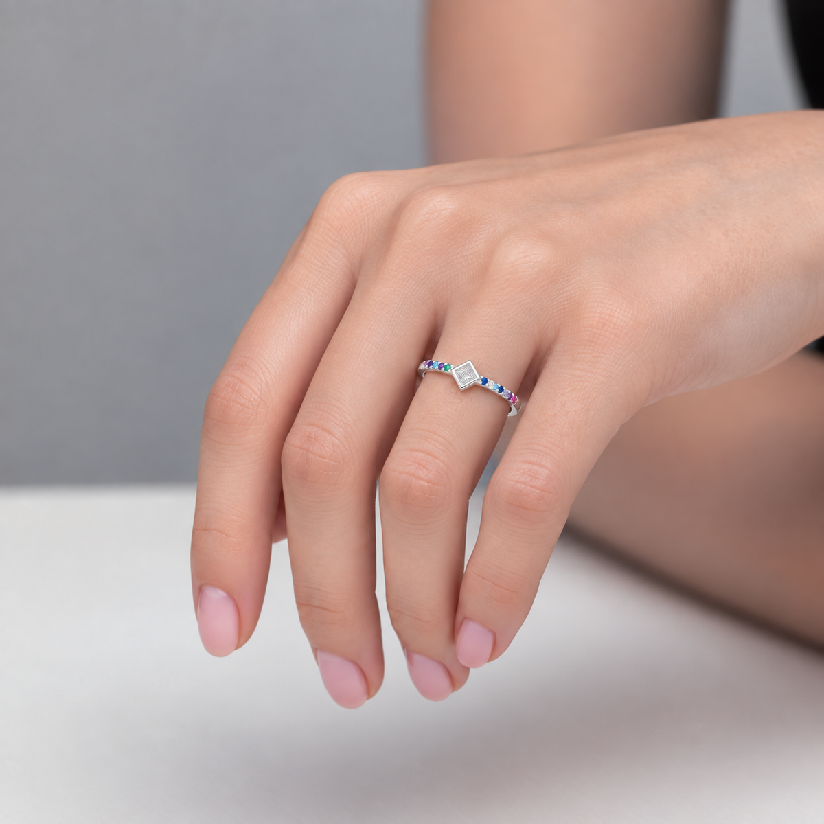 Anillo Rombo Circones Blanco