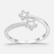 Anillo Ajustable Estrella Flor Circones Blanco