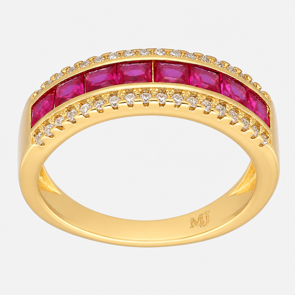 Anillo Cintillo Circones Rubí
