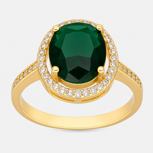 Anillo Ovalado Circón Esmeralda
