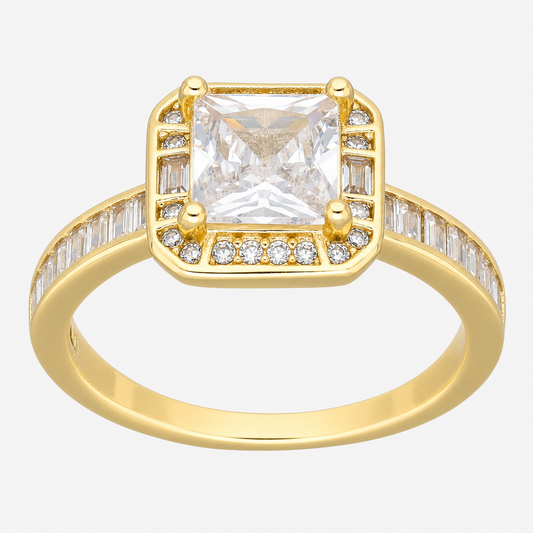 Anillo Cuadrado Halo Circones Baguette