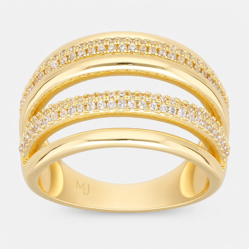 Anillo Líneas Circones Pavé