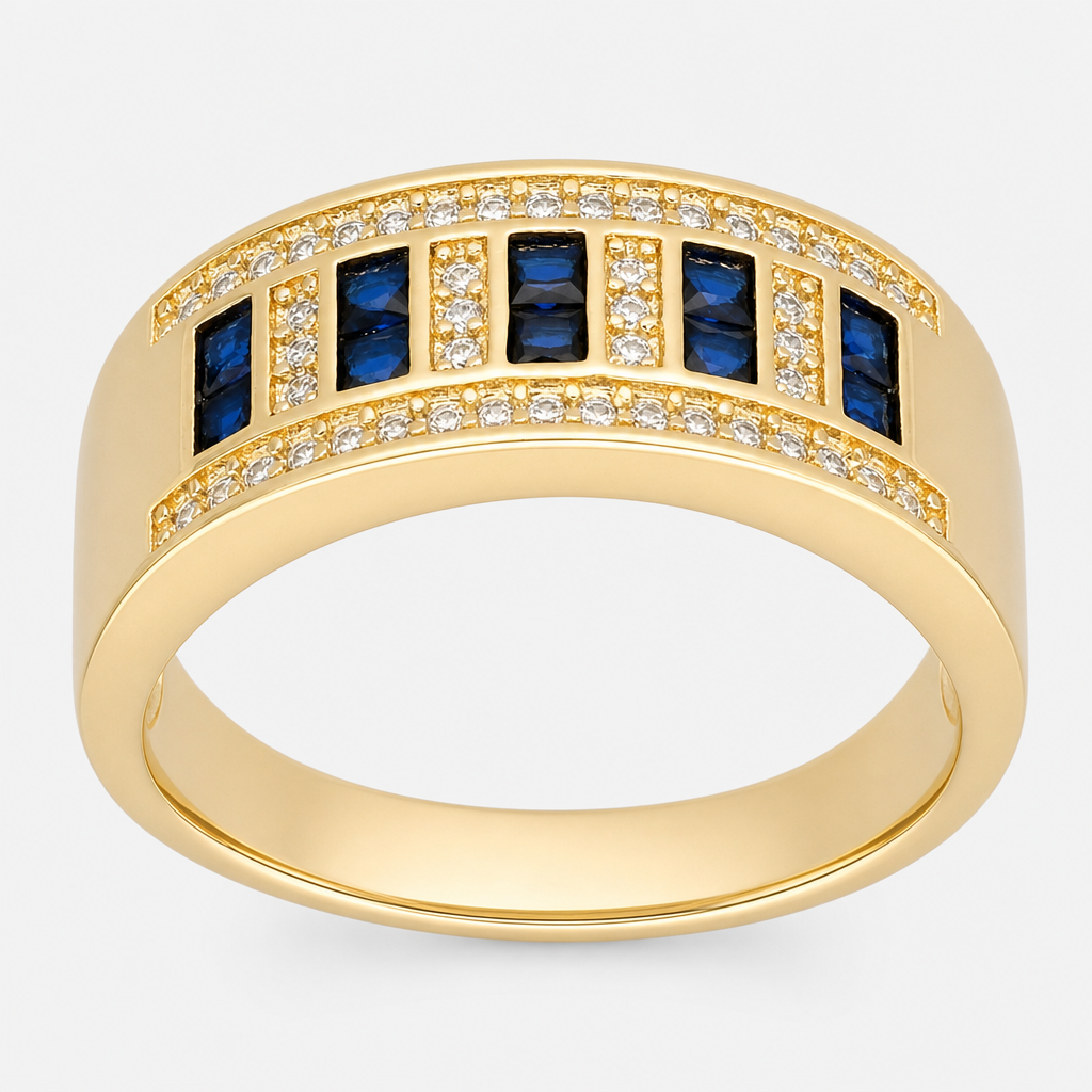 Anillo Cintillo Circones Zafiro