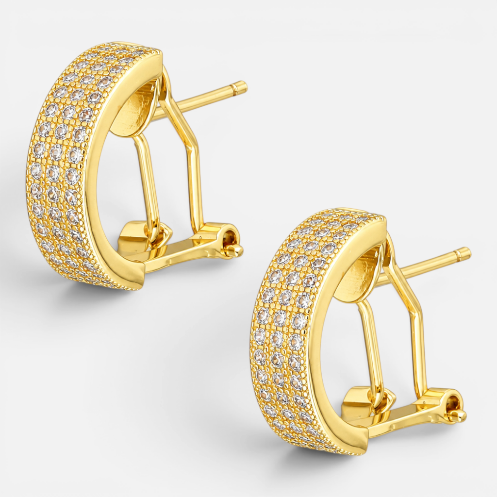 Semi Argolla Clip Circones Pavé 14 mm