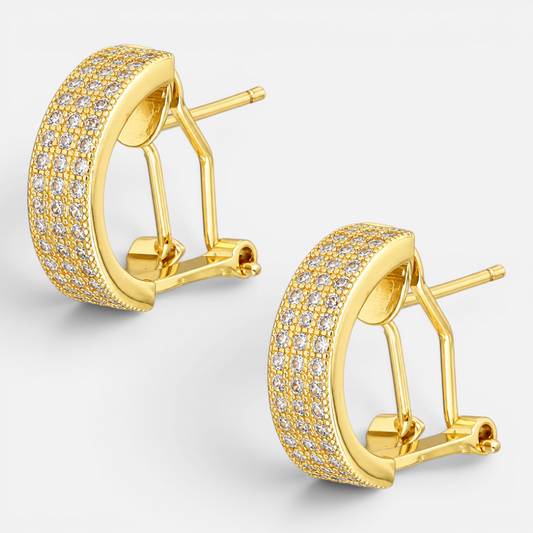 Semi Argolla Clip Circones Pavé 14 mm