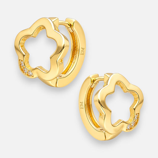 Argolla Huggie Flor Circones  13 mm