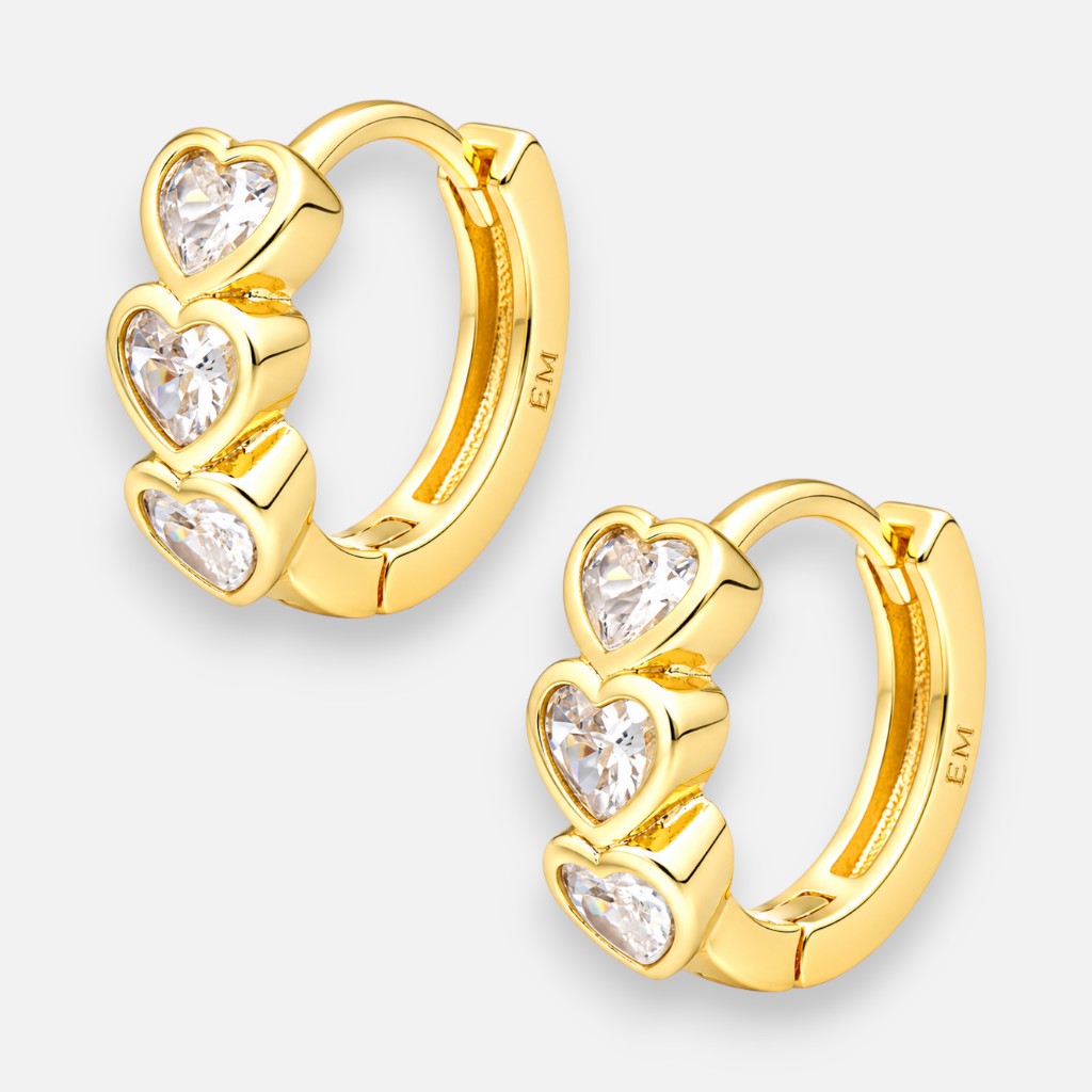 Argolla Huggie Corazones Circones 11 mm