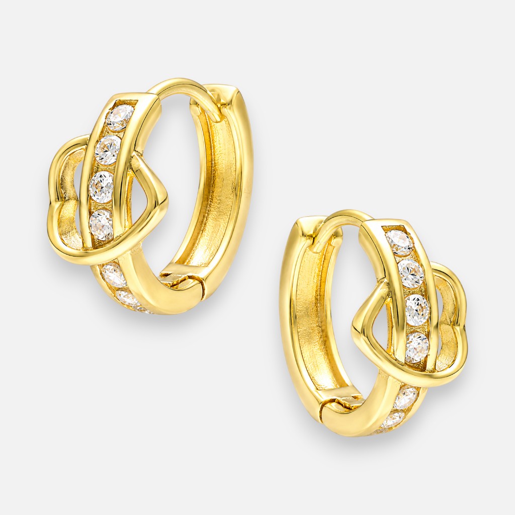 Argolla Huggie Corazón Circones 14 mm