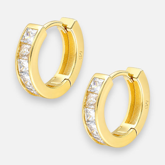 Argolla Huggie Corte Cuadrado Circones 16 mm