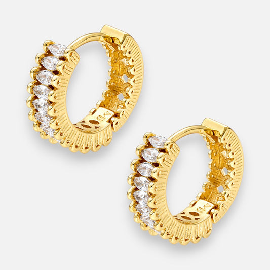 Argolla Huggie Circones Marquise 14 mm