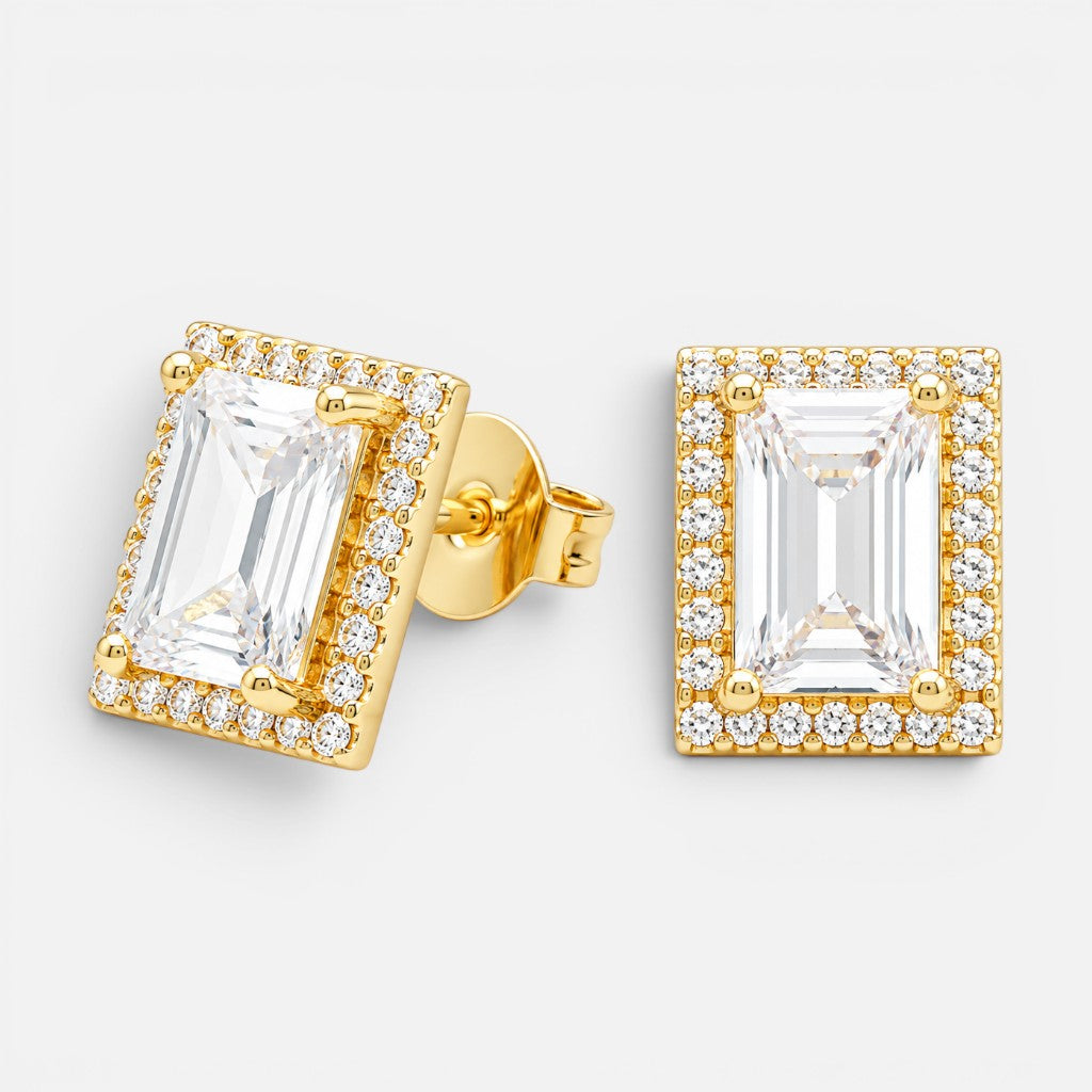 Aro Rectangular Circón Baguette 8x6 mm