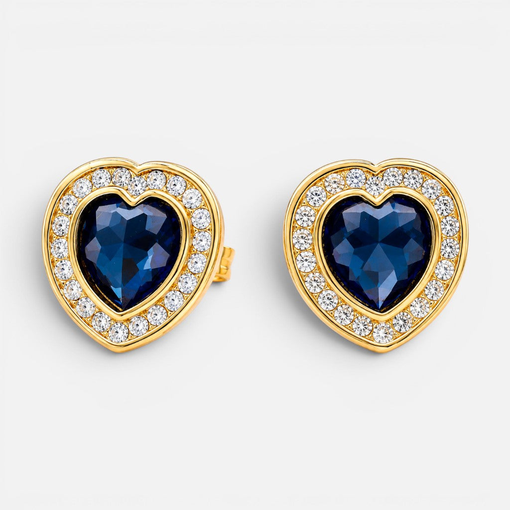 Aro Corazón Circones Cristal Azul