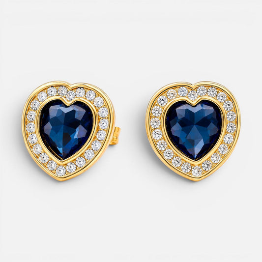 Aro Corazón Circones Cristal Azul