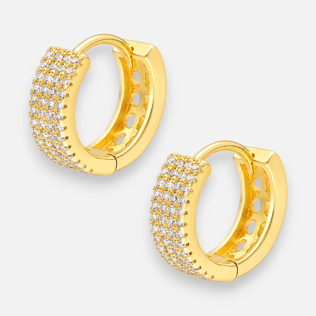 Argolla Huggie Circones Pavé 14 mm