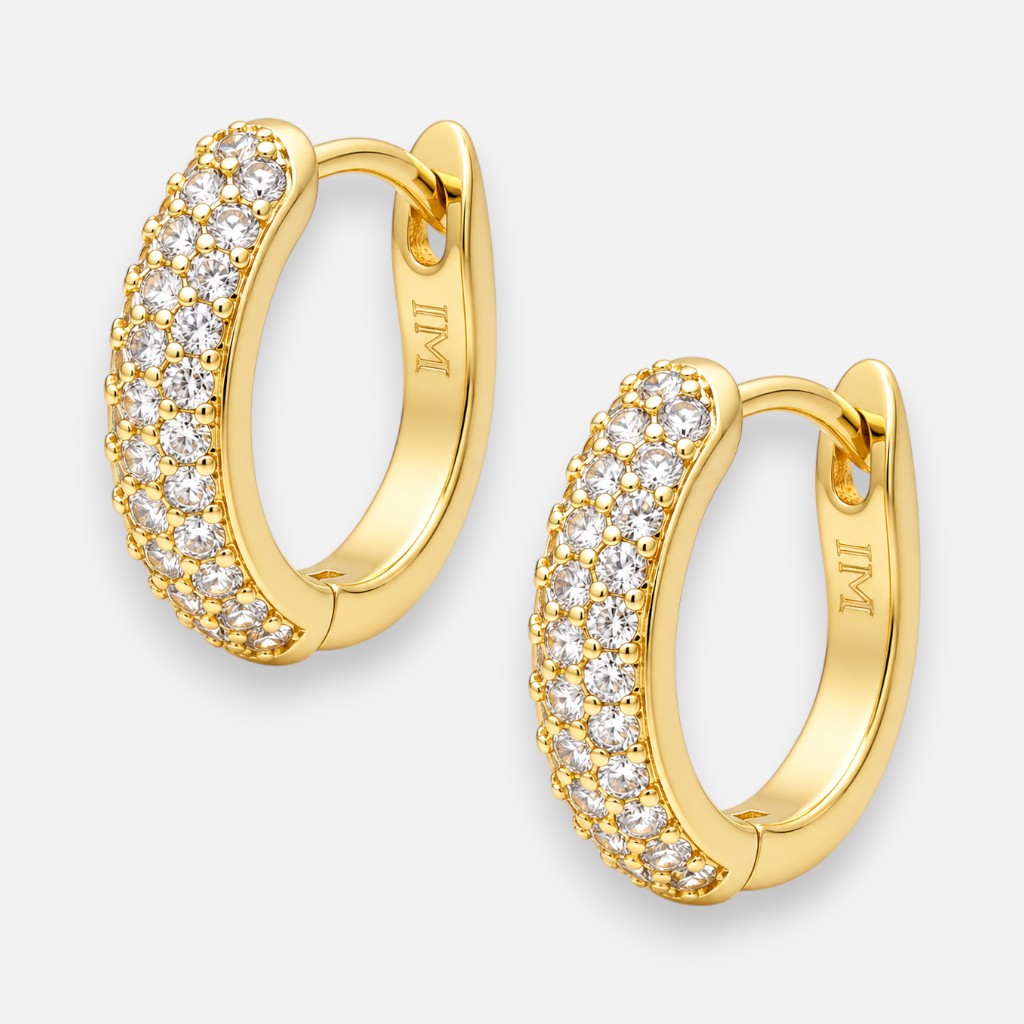 Argolla Huggie Circones Pavé 14 mm
