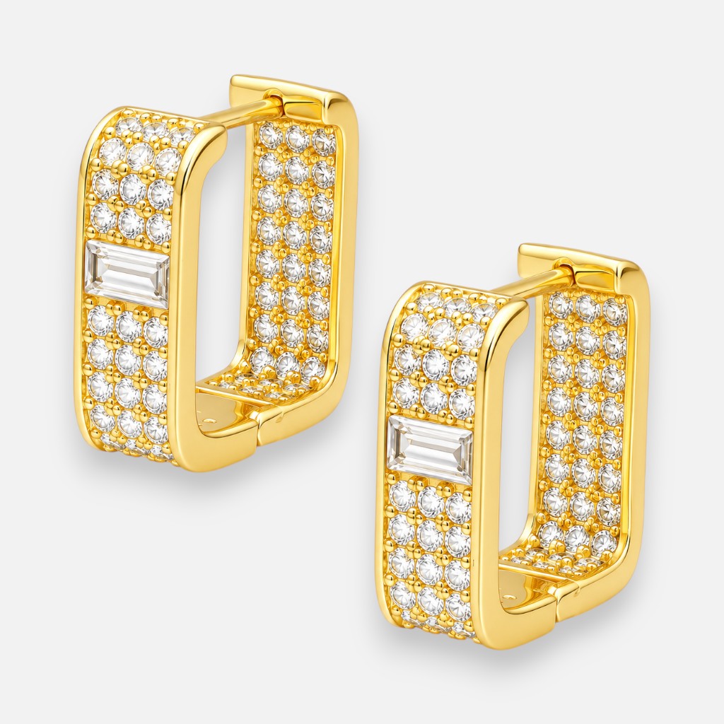 Argolla Huggie Rectangular Circones 13x12 mm