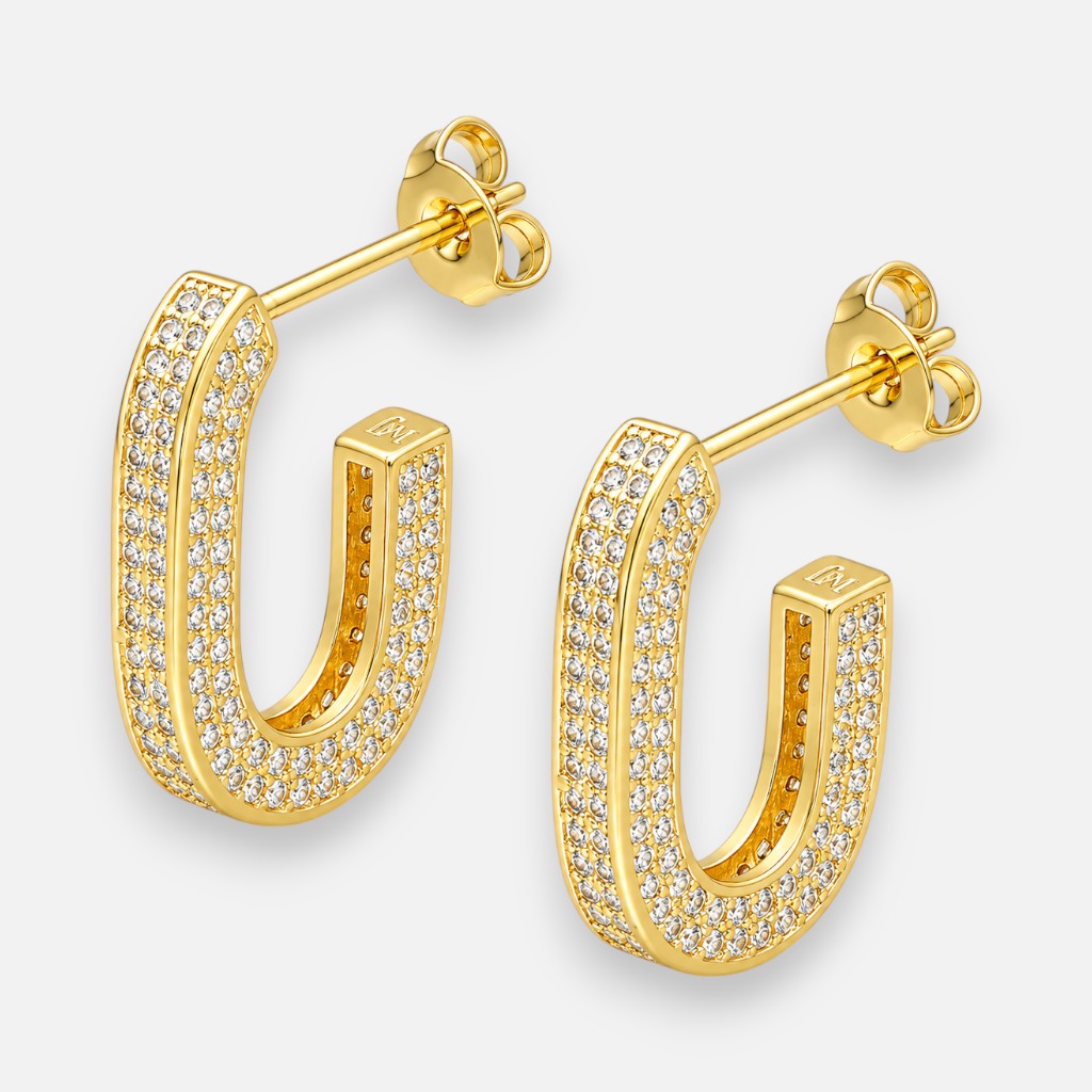 Semi Argolla Circones Pavé 18x12 mm