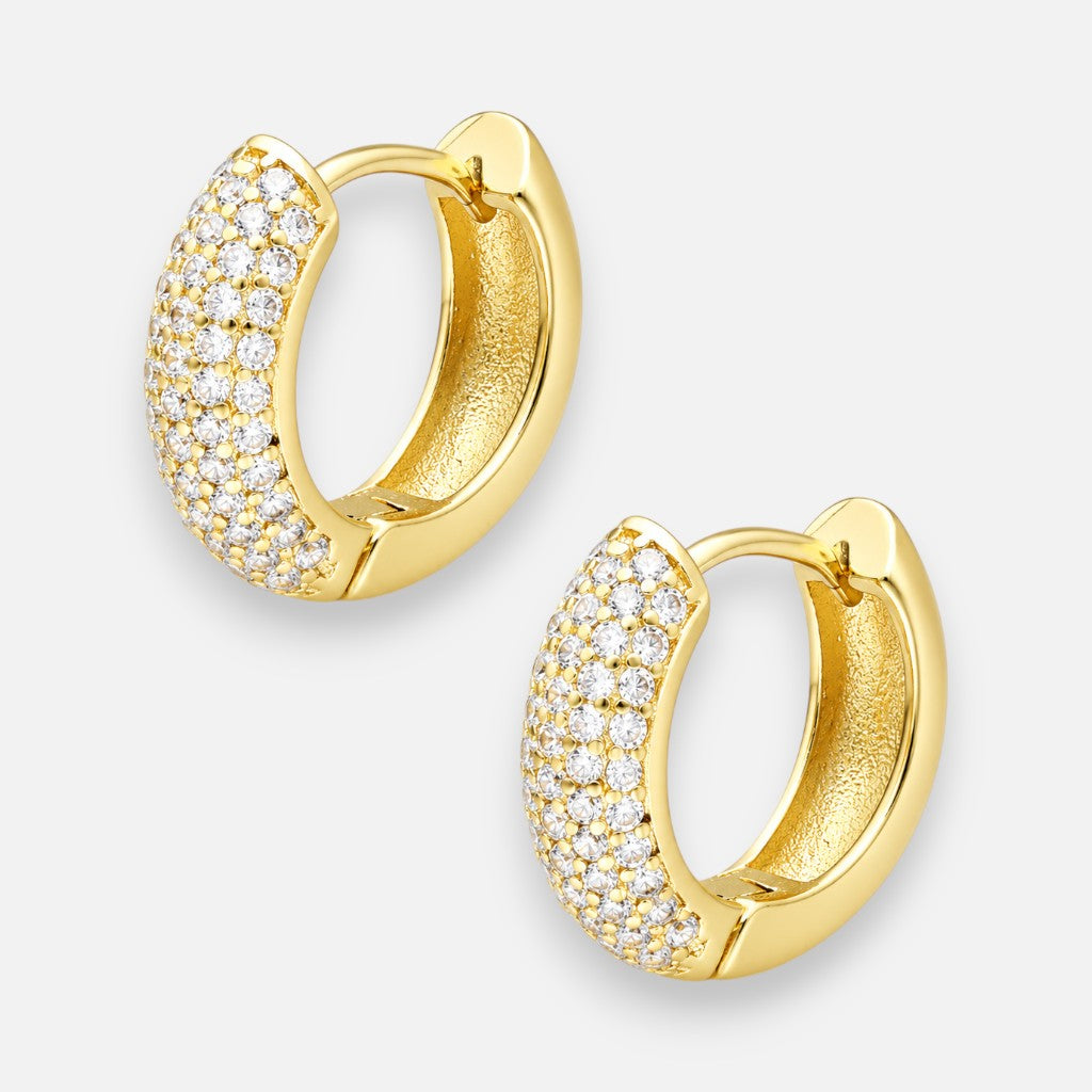 Argolla Huggie Circones Pavé 15 mm