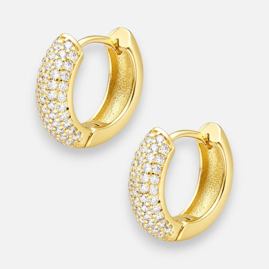 Argolla Huggie Circones Pavé 15 mm